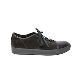 Lanvin-Lanvin Patent Toe-Capped Sneakers in Brown Suede-Brown