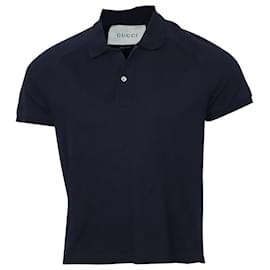 Gucci-Gucci Snack Back Polo Shirt in Navy Blue Cotton-Blue,Navy blue