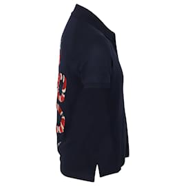 Gucci-Polo Gucci Snack Back Back in cotone blu navy-Blu,Blu navy