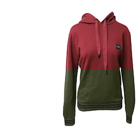 Dolce & Gabbana-Dolce & Gabbana Jersey Hoodie with Branded Plate in Burgundy Cotton-Red,Dark red