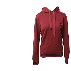 Dolce & Gabbana Jersey con capucha y placa de la marca en algodón burdeos Roja Burdeos