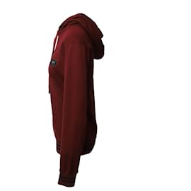 Dolce & Gabbana-Dolce & Gabbana Jersey Hoodie with Branded Plate in Burgundy Cotton-Red,Dark red