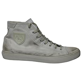 Saint Laurent-Saint Laurent Bedford High-Top Sneakers in White Calfskin Leather-White