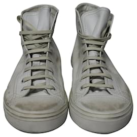 Saint Laurent-Saint Laurent Bedford High-Top Sneakers in White Calfskin Leather-White