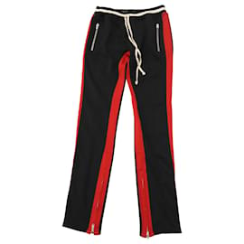 Fear of God-Fear of God Double Striped Track Pants in Black and Red Polyester-Black