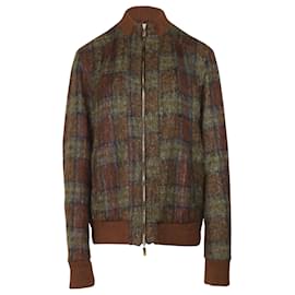 Etro-Etro Plaid Print Bomber Jacket in Brown Print Wool-Other