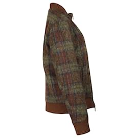Etro-Etro Plaid Print Bomber Jacket in Brown Print Wool-Other