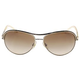 Ralph Lauren Charles Óculos de Sol em Brown Metal Marrom