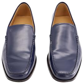 Tod's-Tod's Slip-On Loafers in Navy Blue Leather-Blue,Navy blue