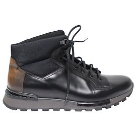 Botas de caminhada Berluti Fast Track com forro de shearling e jacquard-shell em couro preto Preto
