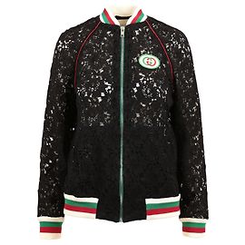 Gucci Bomberjacke mit floraler Guipure-Spitze Schwarz