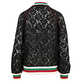 Gucci-Bomber en dentelle guipure fleurie-Noir