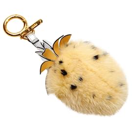 Fendi-Fendi Yellow Fur Pom-Pom Key Chain-Yellow