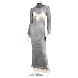 Christian Dior-Christian Dior by John Galliano Documented Sheer Silver Gown Dress 1998-Silvery