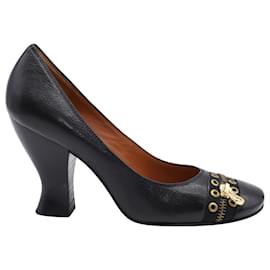 Marc Jacobs-Marc By Marc Jacobs Pumps with Zipper Grommet Design in Black Leather-Black