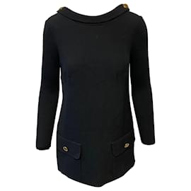 Dolce & Gabbana-Dolce & Gabbana Low Back Dress Coat in Black Polyester-Black