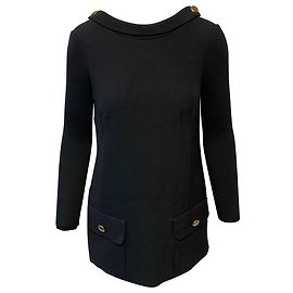 Dolce & Gabbana Mantel mit tiefem Rückenausschnitt aus schwarzem Polyester Schwarz