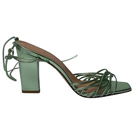 Aeyde Daisy Metallic Sandals in Mint Leather Other