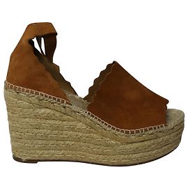 Chloé Chloe Lauren High Espadrilles Wedge in Brown Suede Brown