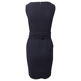 Autre Marque-Goat Elena Belted Sleeveless Sheath Dress in Blue Acetate-Blue,Navy blue