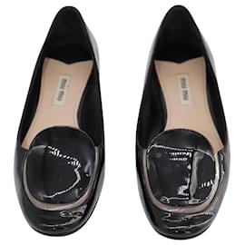Miu Miu-Zapatos planos Miu Miu en charol negro-Negro