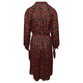 Nanushka-Nanushka Zahara Robe mi-longue imprimée à nœud lavallière en polyester imprimé noir-Autre