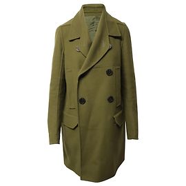 Rick Owens Trench Coat in Green Wool Green