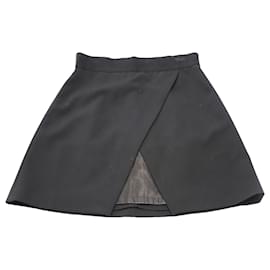 Alice + Olivia-Alice + Olivia Ericka Overlap Mini Skirt in Black Polyester -Black