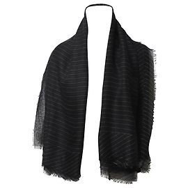 Bufanda a rayas con flecos en cachemir negro de Givenchy Gris
