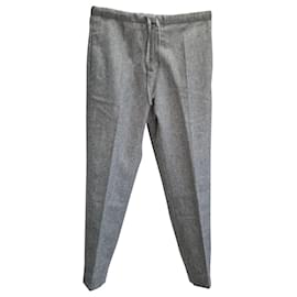 Jil Sander Drawstring Pants in Grey Wool Grey