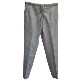 Jil Sander Calça com cordão em lã cinza Cinza
