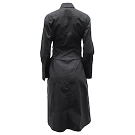Proenza Schouler-Proenza Schouler Robe Chemise Ceinturée en Coton Noir-Noir