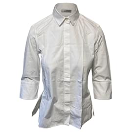 Valentino-Valentino Ausgestellte Bluse aus weißer Baumwolle-Weiß