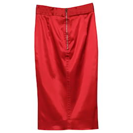 Dolce & Gabbana-Dolce & Gabbana Bleistiftrock aus Satin in rotem Azetat-Rot