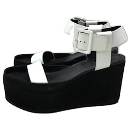 Céline-CELINE Platform sandals / 37.5 / BLK / velor-Black