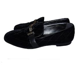 Tod's-TOD´S lined T VELVET QUILTED LOAFERS-Black