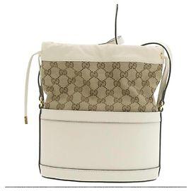 Bolsa de mão Gucci 1955 Horsebit Branco e Bege Couro Branco Bege