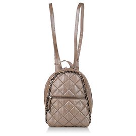 Stella Mc Cartney Mochila Falabella Stella McCartney marrom de couro acolchoado Marrom Bege