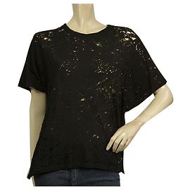 IRO Grayle T-shirt à manches courtes en coton noir avec trous taille XS Noir