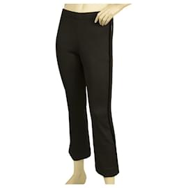Moncler-Moncler Noir w. Pantalon évasé court en velours à rayures latérales taille de pantalon 38-Noir