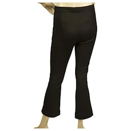 Moncler-Moncler Nero w. Pantaloni svasati cropped con righe laterali in velluto 38-Nero