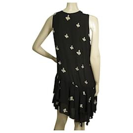 Zadig & Voltaire-Zadig & Voltaire Rory Print Croix Black Asymmetric Length Ruffled dress size XS-Black