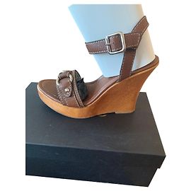 Paire de sandale compensé marron talon bois Banana Republic Marron Marron clair