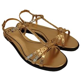 Valentino-Rockstud leather sandals Gold Valentino-Golden