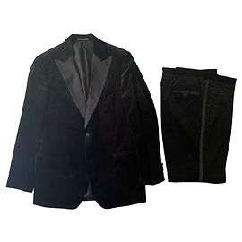 Salvatore Ferragamo Smoking vintage in velluto di cotone nero Nero