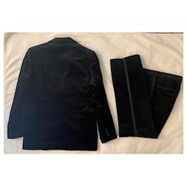 Salvatore Ferragamo-Vintage black cotton velvet tuxedo-Black