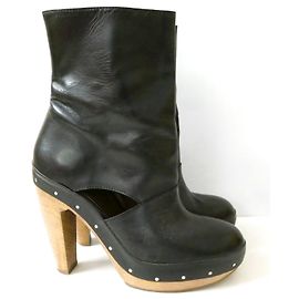 Botines con tacón de madera de Marni Negro
