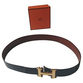Hermès Vintage belt black leather 75 cm Black
