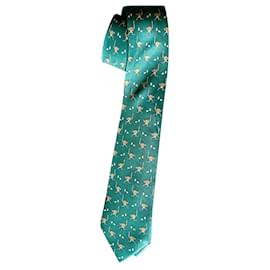 Hermès-Gravata de seda estampada Hermès - Nova-Verde