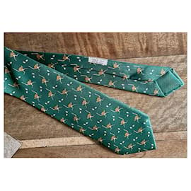 Hermès-Hermès printed silk tie - New-Green